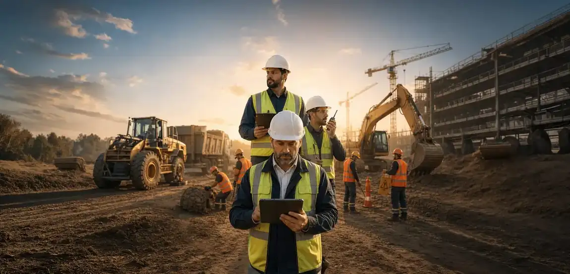 فريق مهندسي مؤسسة الطراب في موقع العمل
